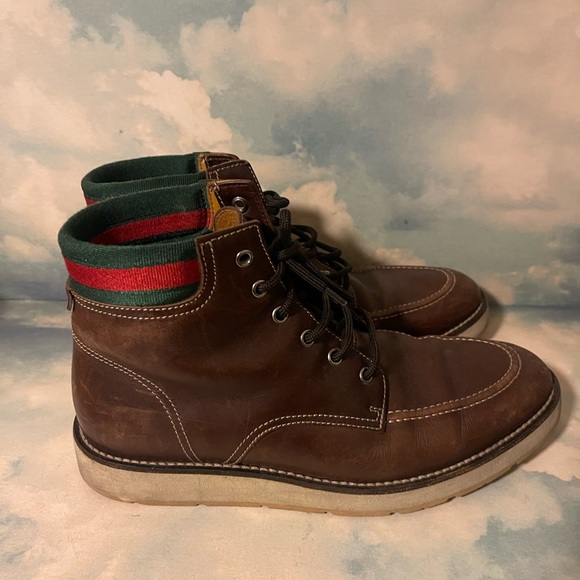 Gucci Men’s ankle boots brown leather size 8.5 - Picture 1 of 10